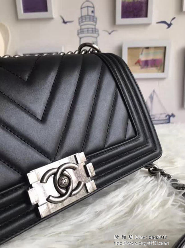 香奈兒CHANEL 67086大v格經典Le Boy專櫃品質 單肩斜挎鏈條包 DSC1274